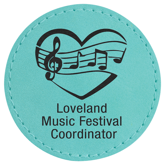 Round Teal Engravable Leatherette Patch with Adhesive - 2 1/2"