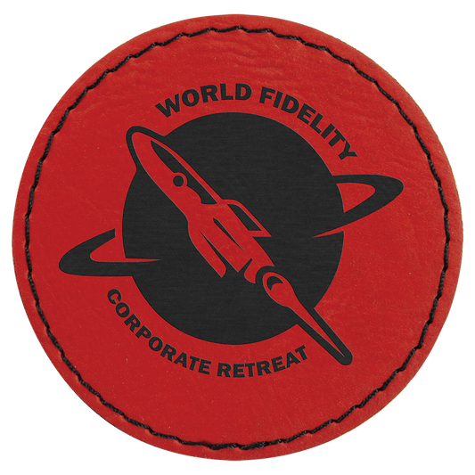 Round Red Engravable Leatherette Patch with Adhesive - 2 1/2"