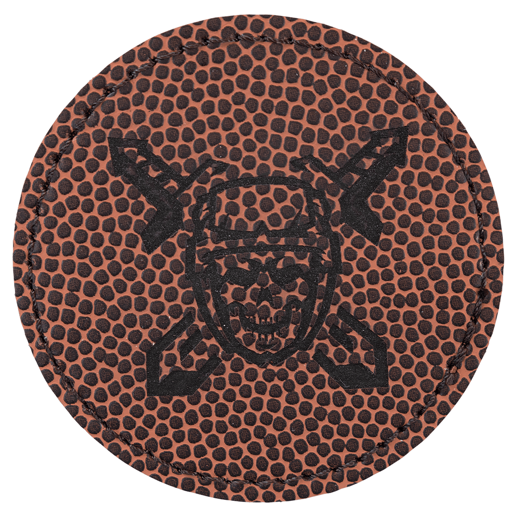 Round Football Engravable Leatherette Patch with Adhesive - 2 1/2"