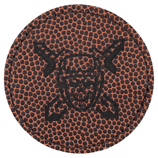 Round Football Engravable Leatherette Patch with Adhesive - 2 1/2"