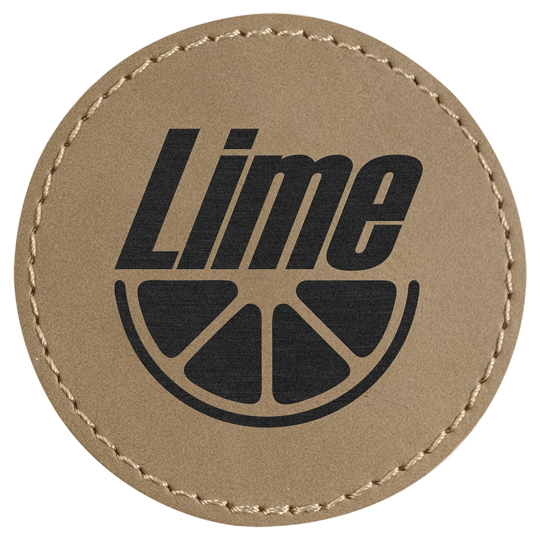 Light Brown Engravable Leatherette Round Patch with Kota Pro Adhesive - 2 1/2"