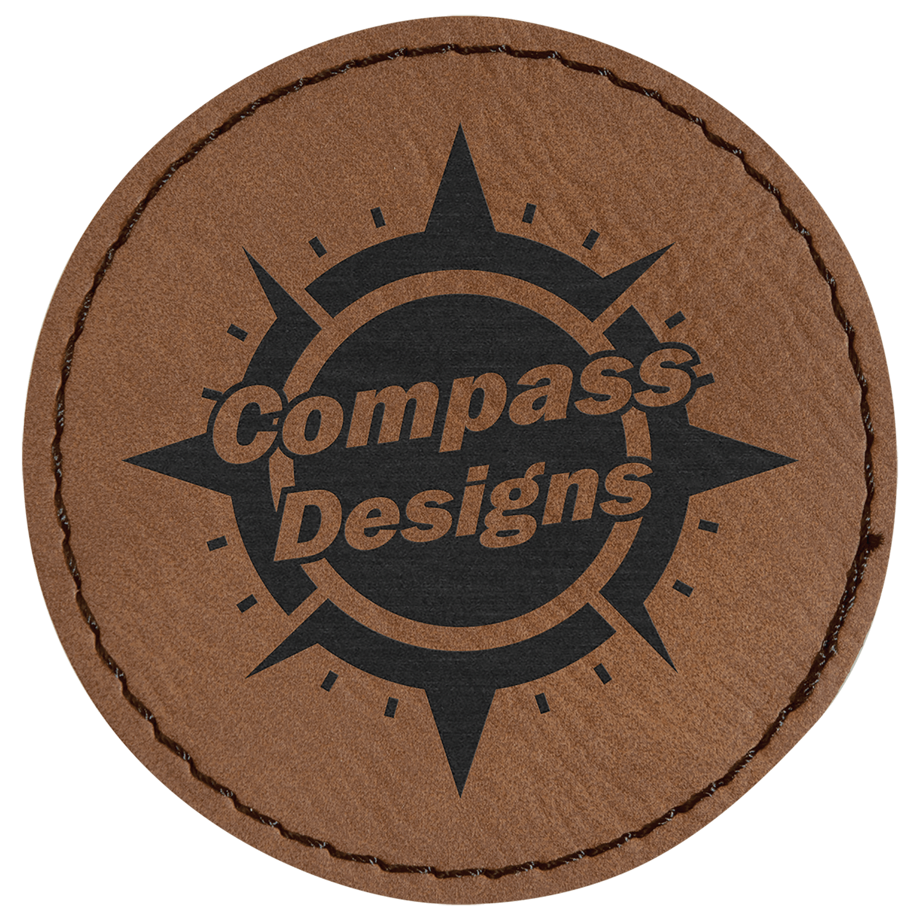 Dark Brown Engravable Leatherette Round Patch with Kota Pro Adhesive - 2 1/2"