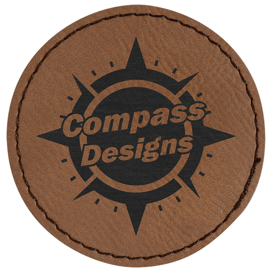 Dark Brown Engravable Leatherette Round Patch with Kota Pro Adhesive - 2 1/2"
