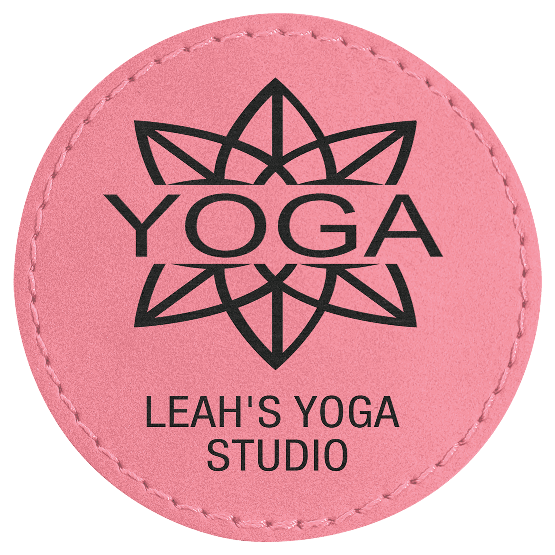 Pink Engravable Leatherette Round Patch with Kota Pro Adhesive - 2 1/2"
