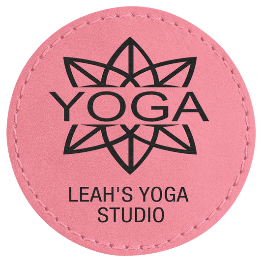 2 1/2" Pink Laserable Leatherette Round Patch with Kota Pro Adhesive