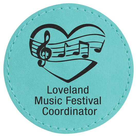 Teal Engravable Leatherette Round Patch with Kota Pro Adhesive - 2 1/2"