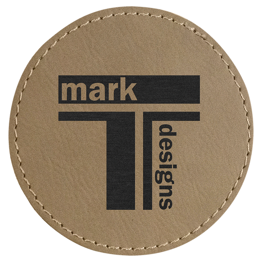 Round Light Brown Engravable Leatherette Patch with Adhesive - 3"
