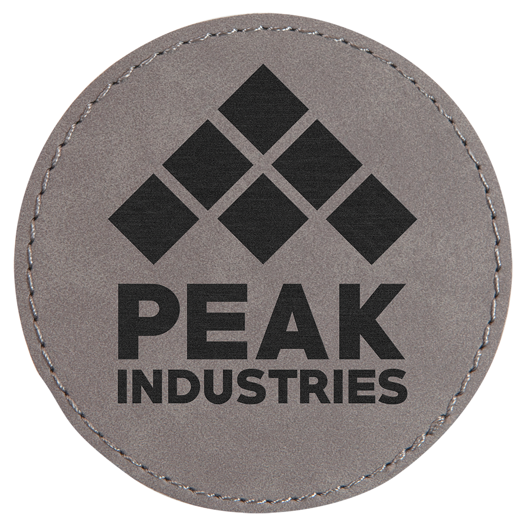 Round Gray Engravable Leatherette Patch with Adhesive - 3"