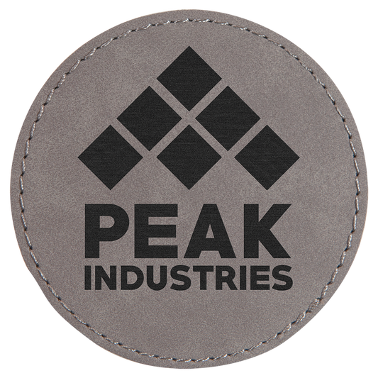 3" Round Gray Laserable Leatherette Patch with Adhesive