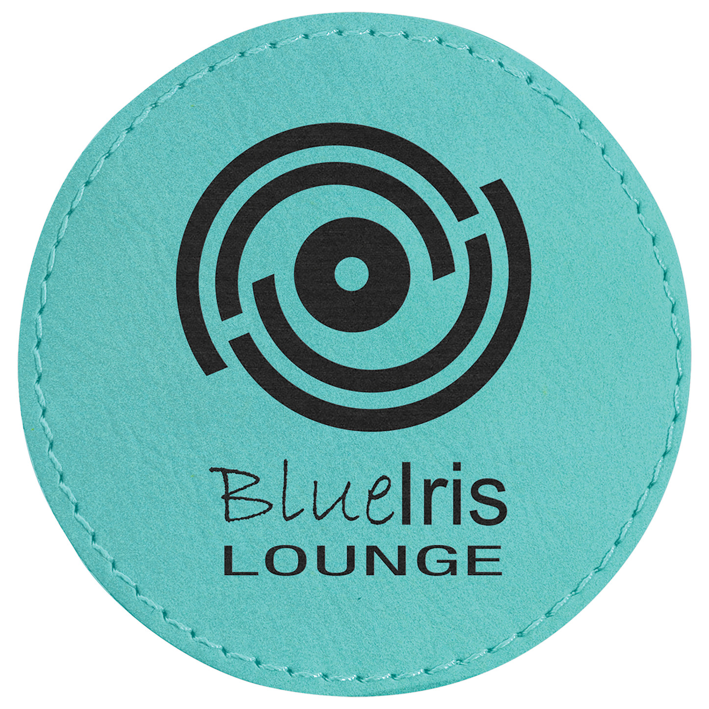 Round Teal Engravable Leatherette Patch with Adhesive - 3"