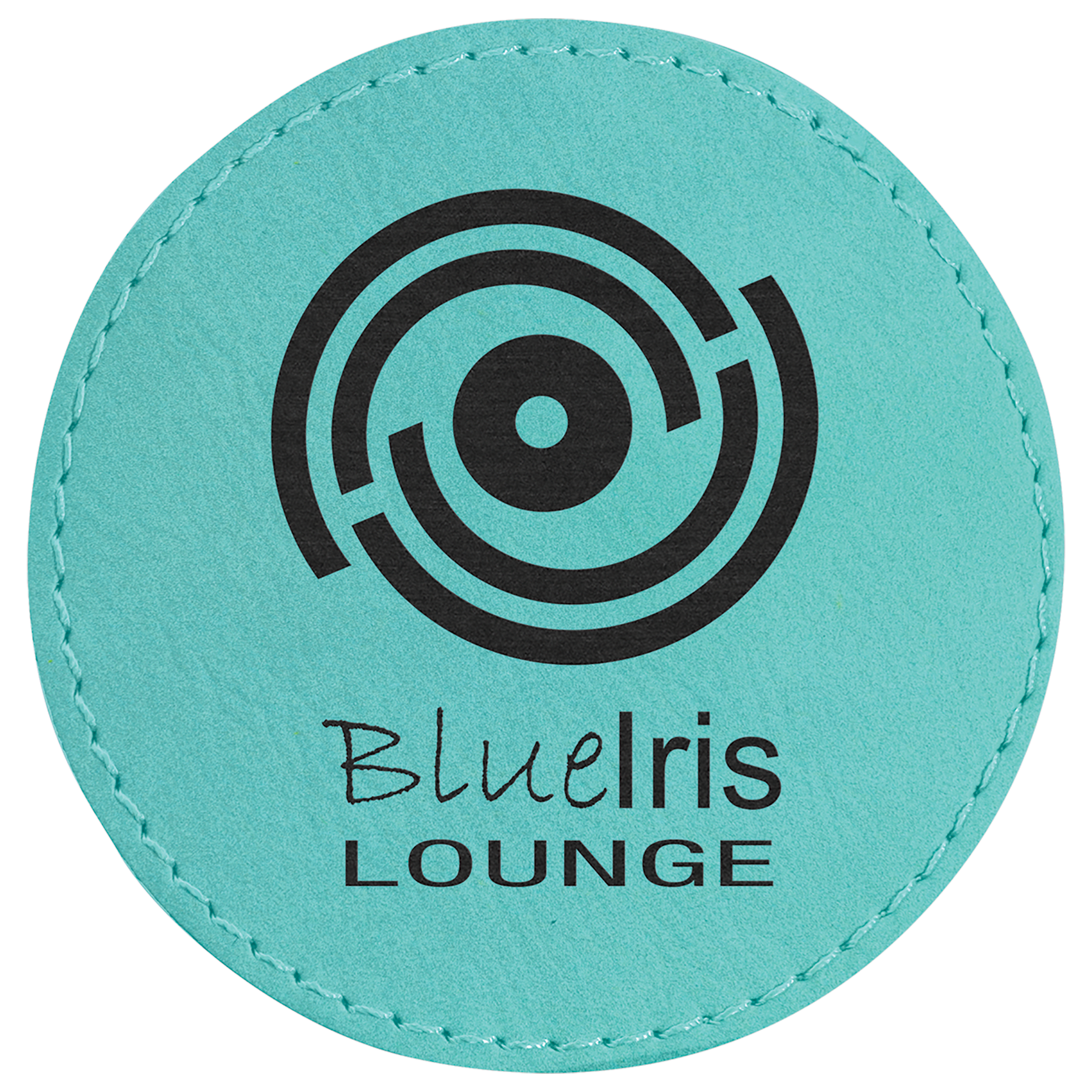 Round Teal Engravable Leatherette Patch with Adhesive - 3"