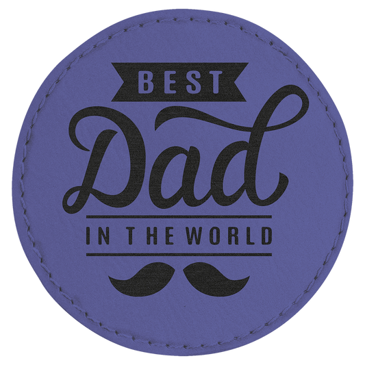 Round Purple Engravable Leatherette Patch with Adhesive - 3"