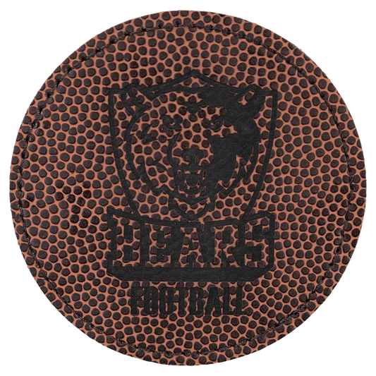 3" Round Football Laserable Leatherette Patch with Adhesive