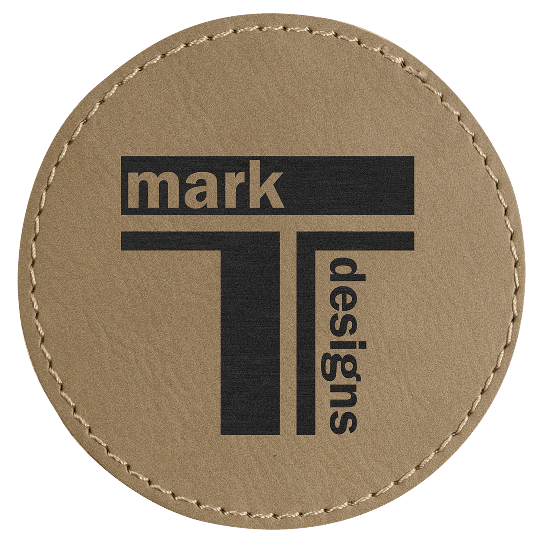 3" Light Brown Laserable Leatherette Round Patch with Kota Pro Adhesive