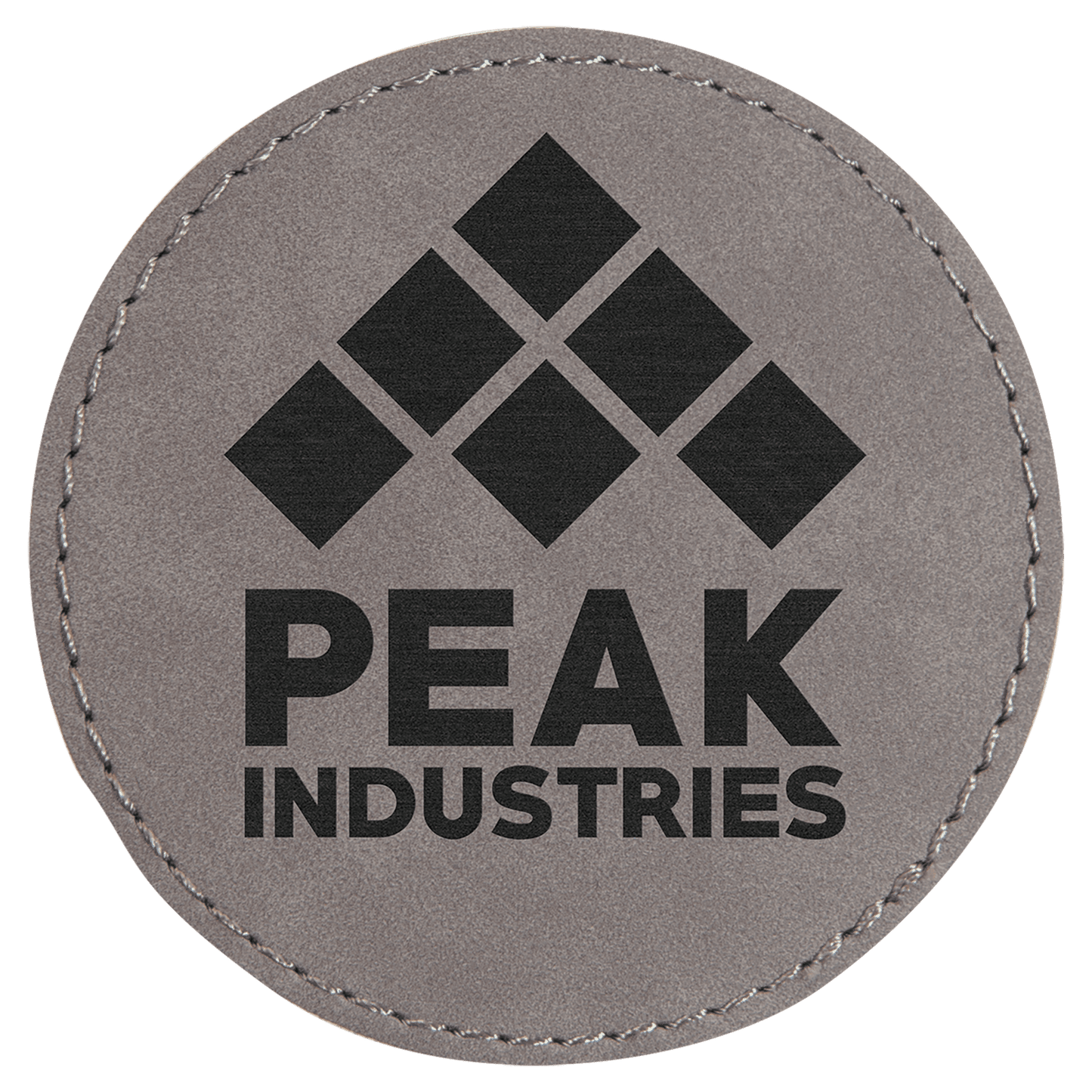 Gray Engravable Leatherette Round Patch with Kota Pro Adhesive - 3"