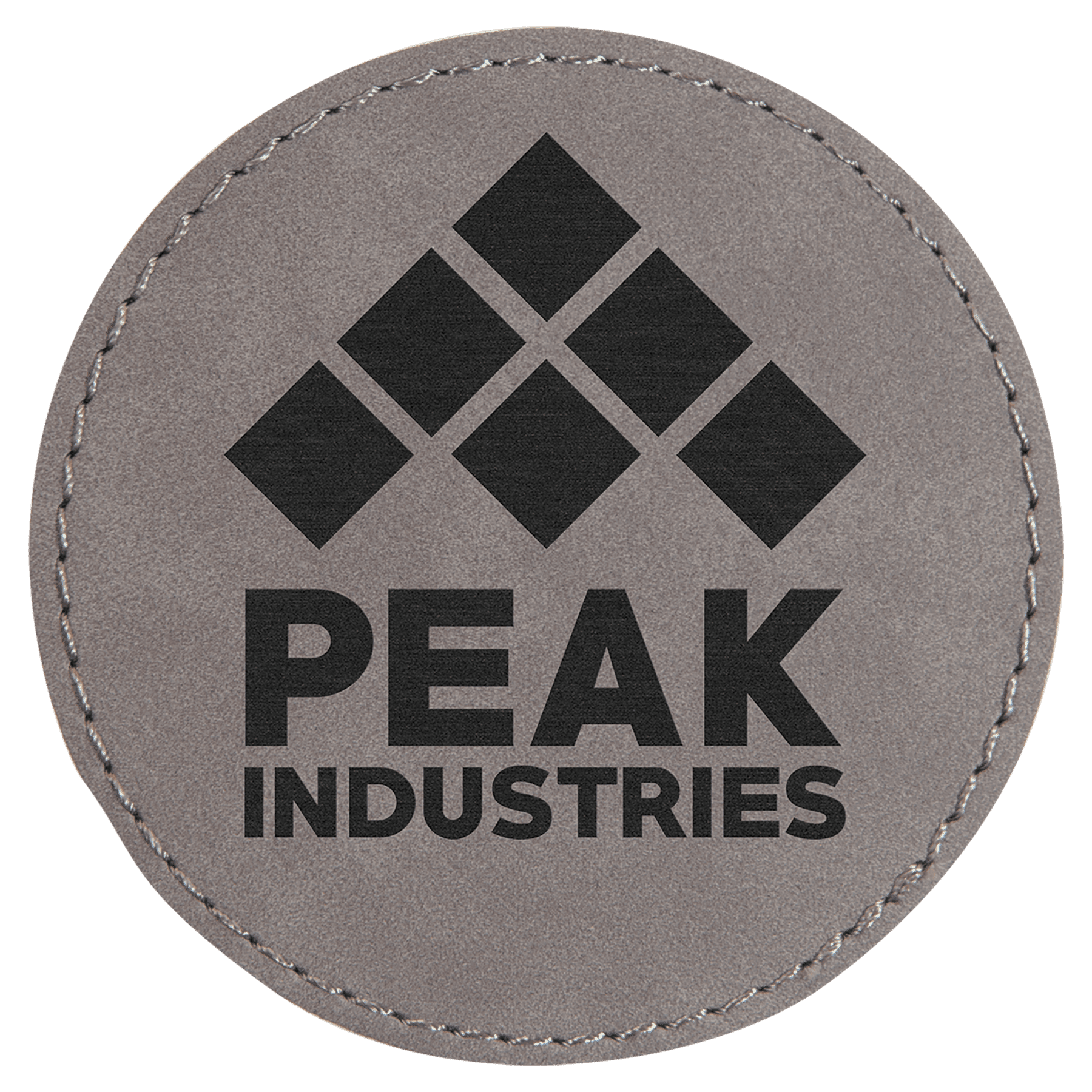 Gray Engravable Leatherette Round Patch with Kota Pro Adhesive - 3"