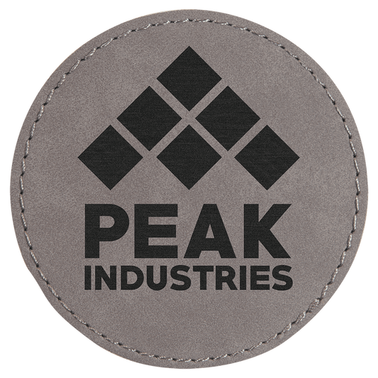 Gray Engravable Leatherette Round Patch with Kota Pro Adhesive - 3"