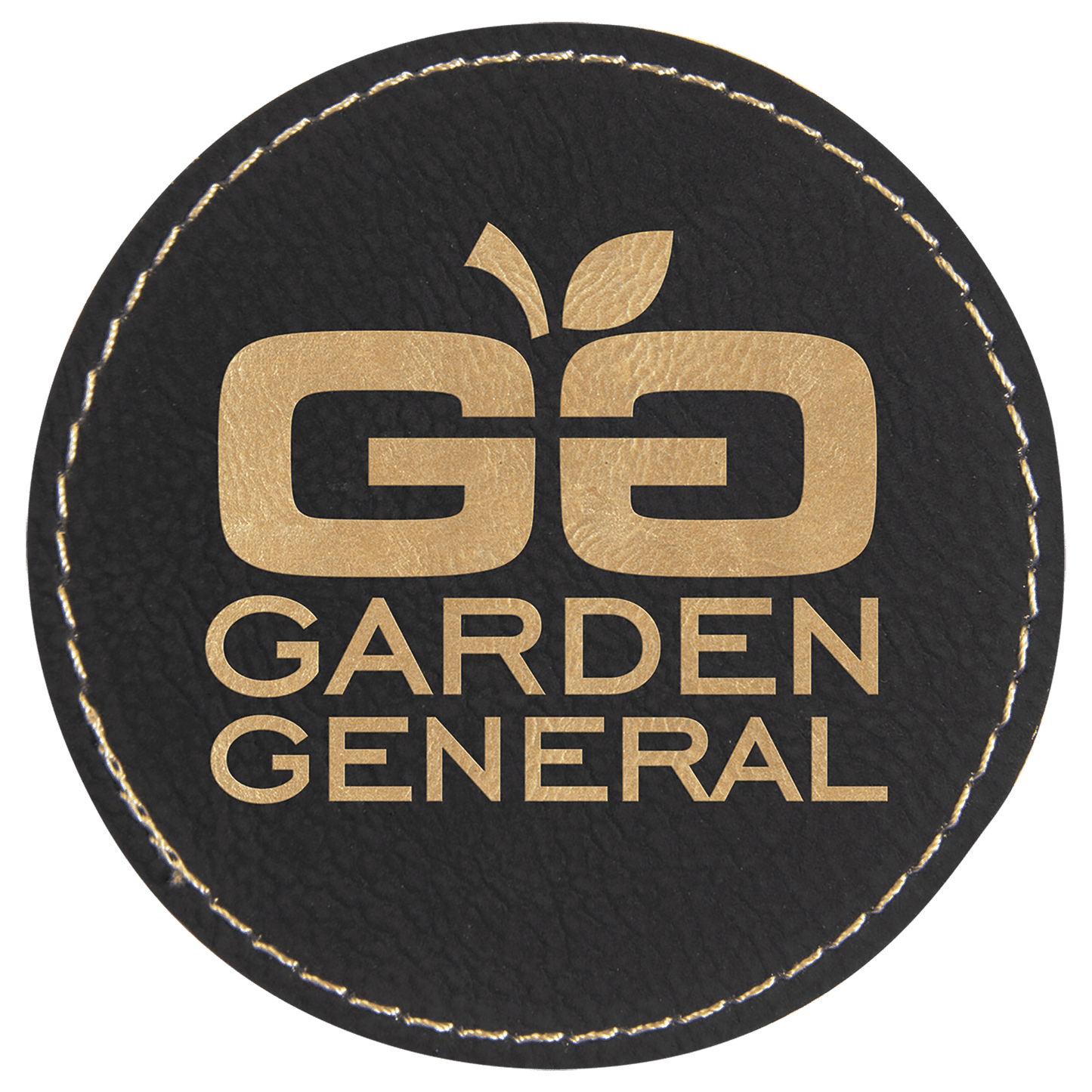 Black/Gold Engravable Leatherette Round Patch with Kota Pro Adhesive - 3"