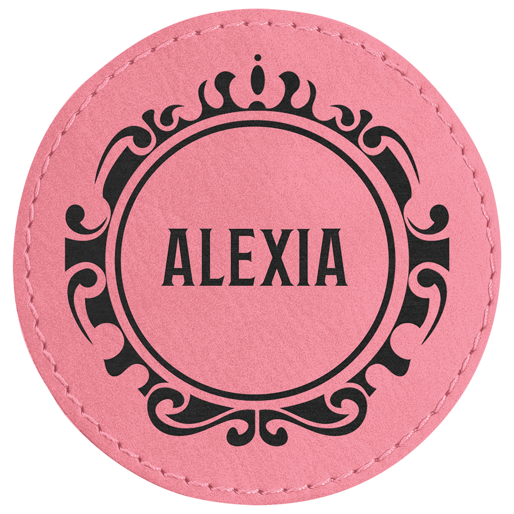 Pink Engravable Leatherette Round Patch with Kota Pro Adhesive - 3"