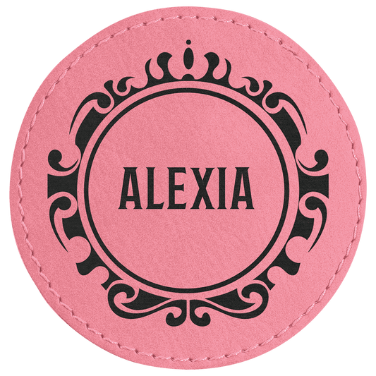 Pink Engravable Leatherette Round Patch with Kota Pro Adhesive - 3"