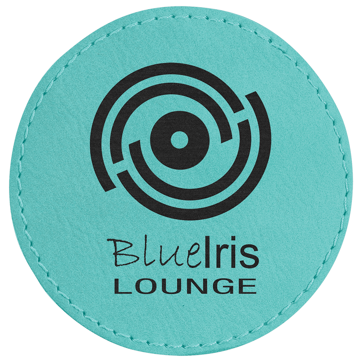 Teal Engravable Leatherette Round Patch with Kota Pro Adhesive - 3"