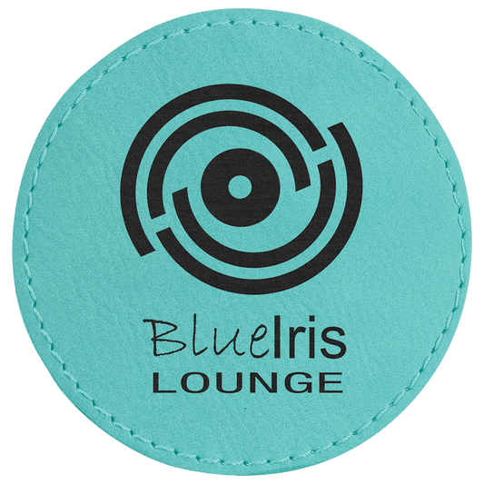 Teal Engravable Leatherette Round Patch with Kota Pro Adhesive - 3"