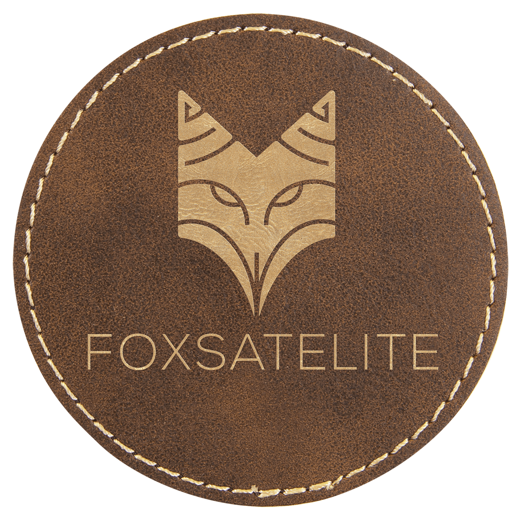 Rustic/Gold Engravable Leatherette Round Patch with Kota Pro Adhesive - 3"