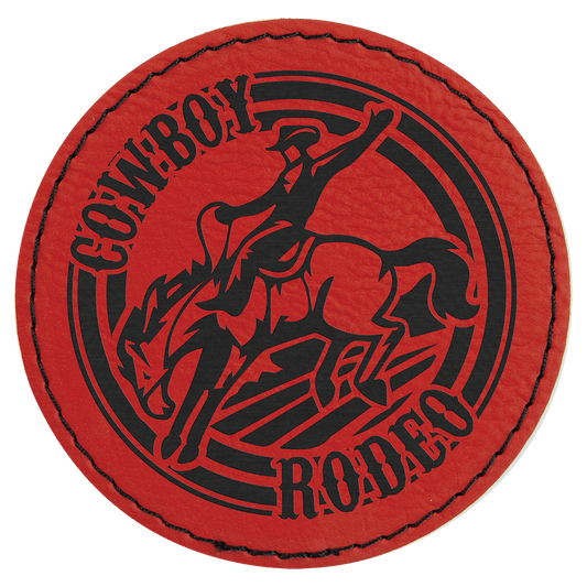 Red Engravable Leatherette Round Patch with Kota Pro Adhesive - 3"