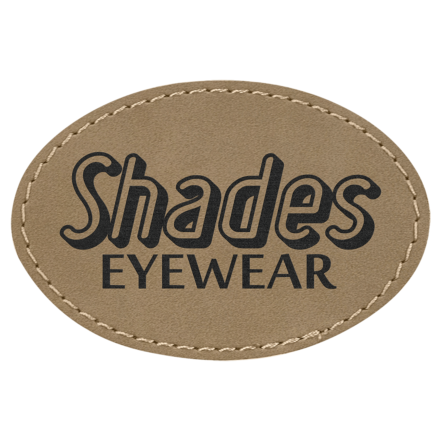 Oval Light Brown Engravable Leatherette Patch with Adhesive - 3" x 2"