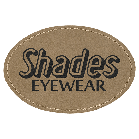 Oval Light Brown Engravable Leatherette Patch with Adhesive - 3" x 2"
