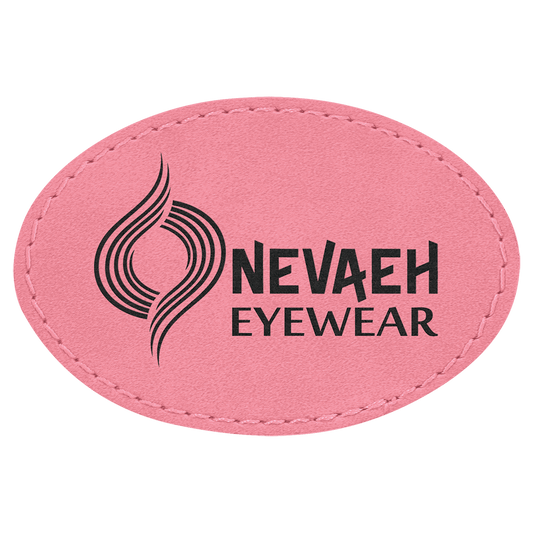 Oval Pink Engravable Leatherette Patch with Adhesive - 3" x 2"