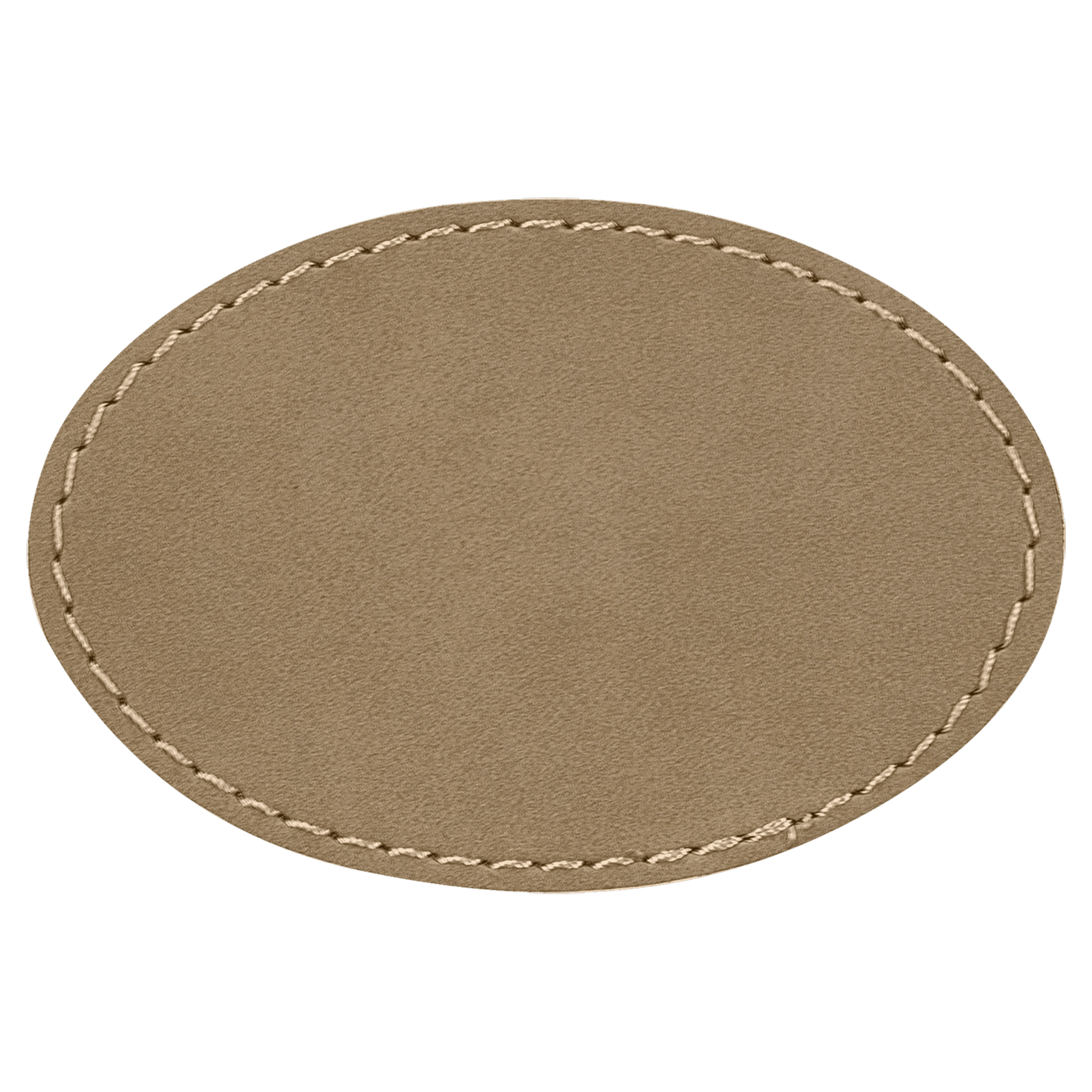 Light Brown Engravable Leatherette Oval Patch with Kota Pro Adhesive - 3" x 2"