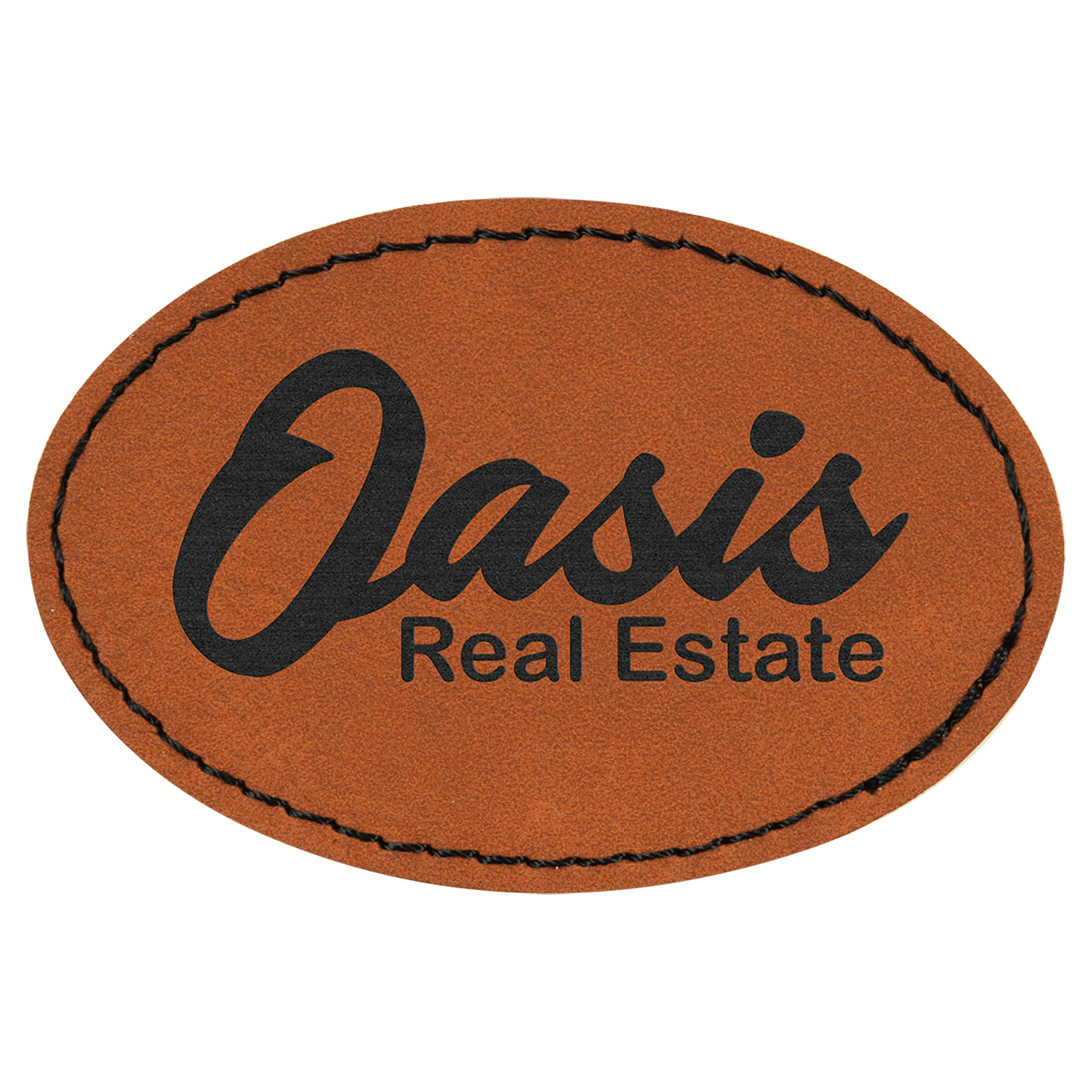 Rawhide Engravable Leatherette Oval Patch with Kota Pro Adhesiive - 3" x 2"