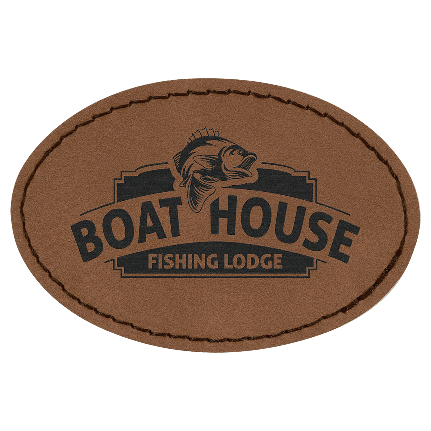 Dark Brown Engravable Leatherette Oval Patch with Kota Pro Adhesive - 3" x 2"
