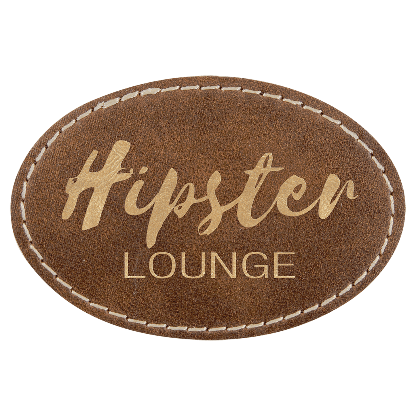 Rustic/Gold Engravable Leatherette Oval Patch with Kota Pro Adhesive - 3" x 2"