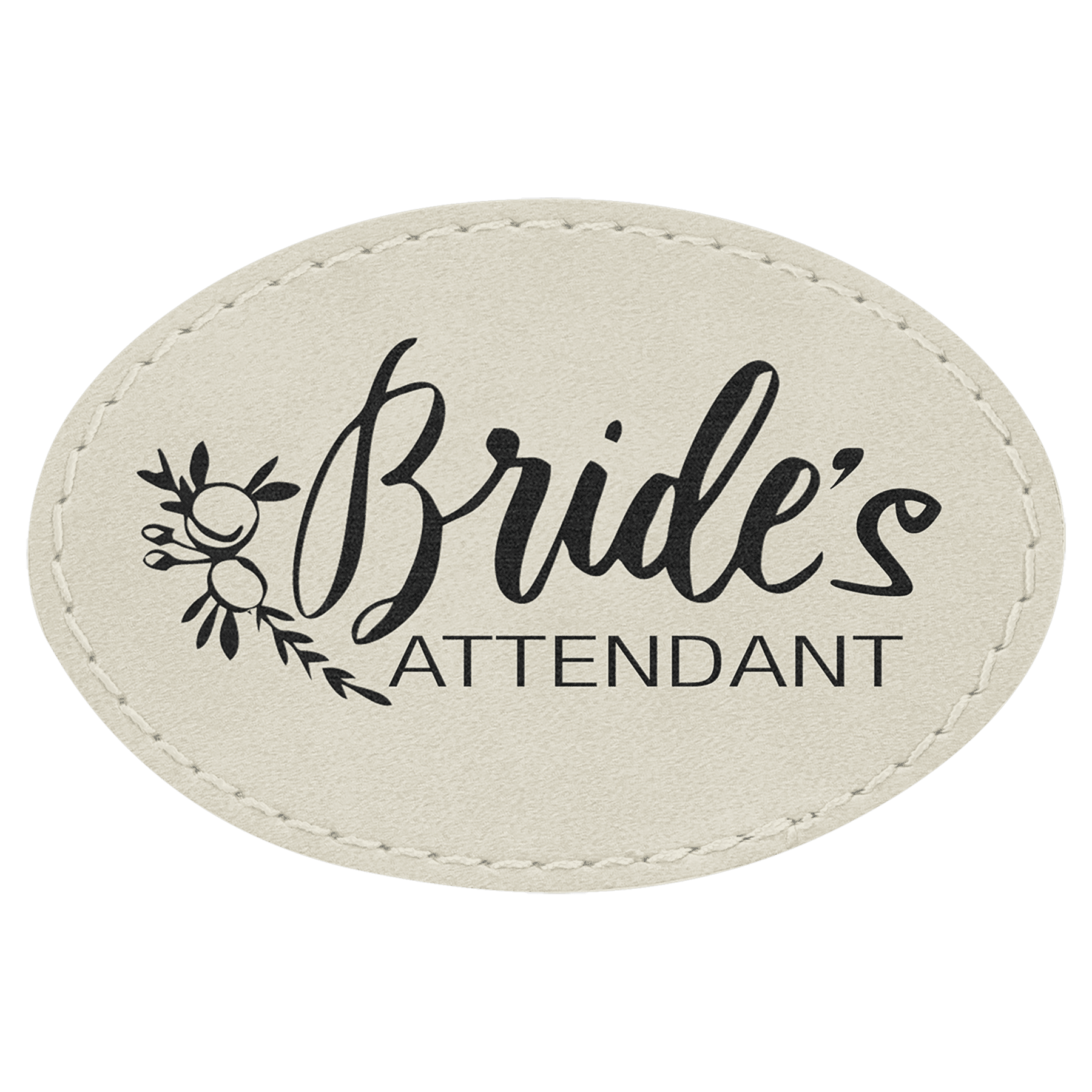 White Engravable Leatherette Oval Patch with Kota Pro Adhesive - 3" x 2"