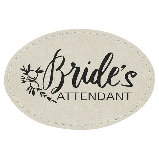 White Engravable Leatherette Oval Patch with Kota Pro Adhesive - 3" x 2"