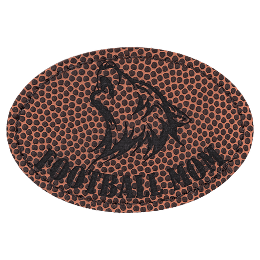 Football Engravable Leatherette Oval Patch with Kota Pro Adhesive - 3" x 2"