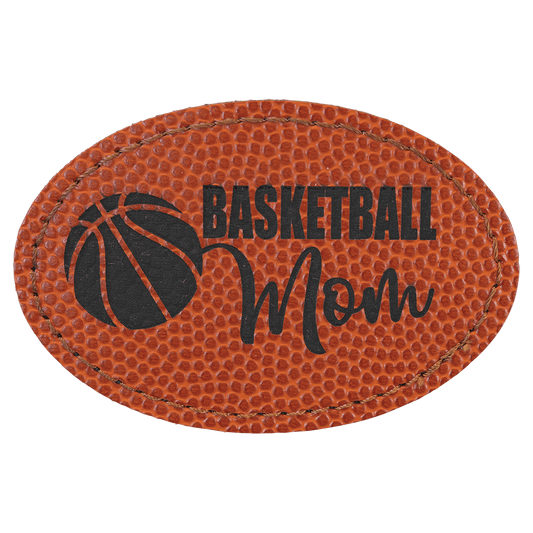 Basketball Engravable Leatherette Oval Patch with Kota Pro Adhesive - 3" x 2"