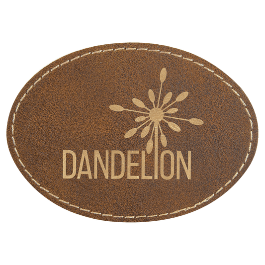 Rustic/Gold Engravable Leatherette Oval Patch with Adhesive - 3 1/2" x 2 1/2"