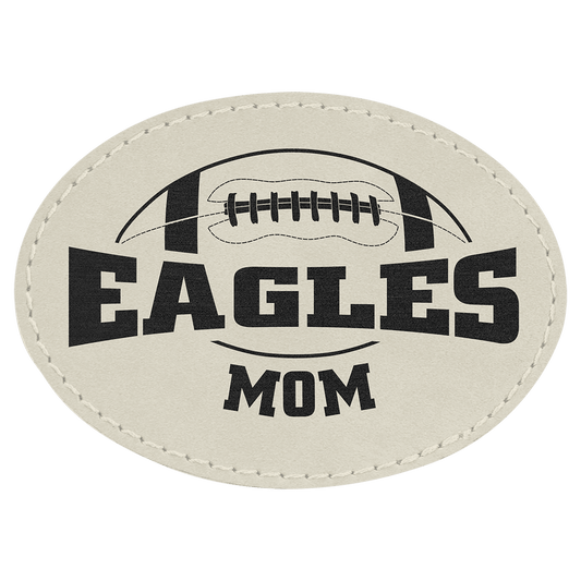 White Engravable Leatherette Oval Patch with Adhesive - 3 1/2" x 2 1/2"