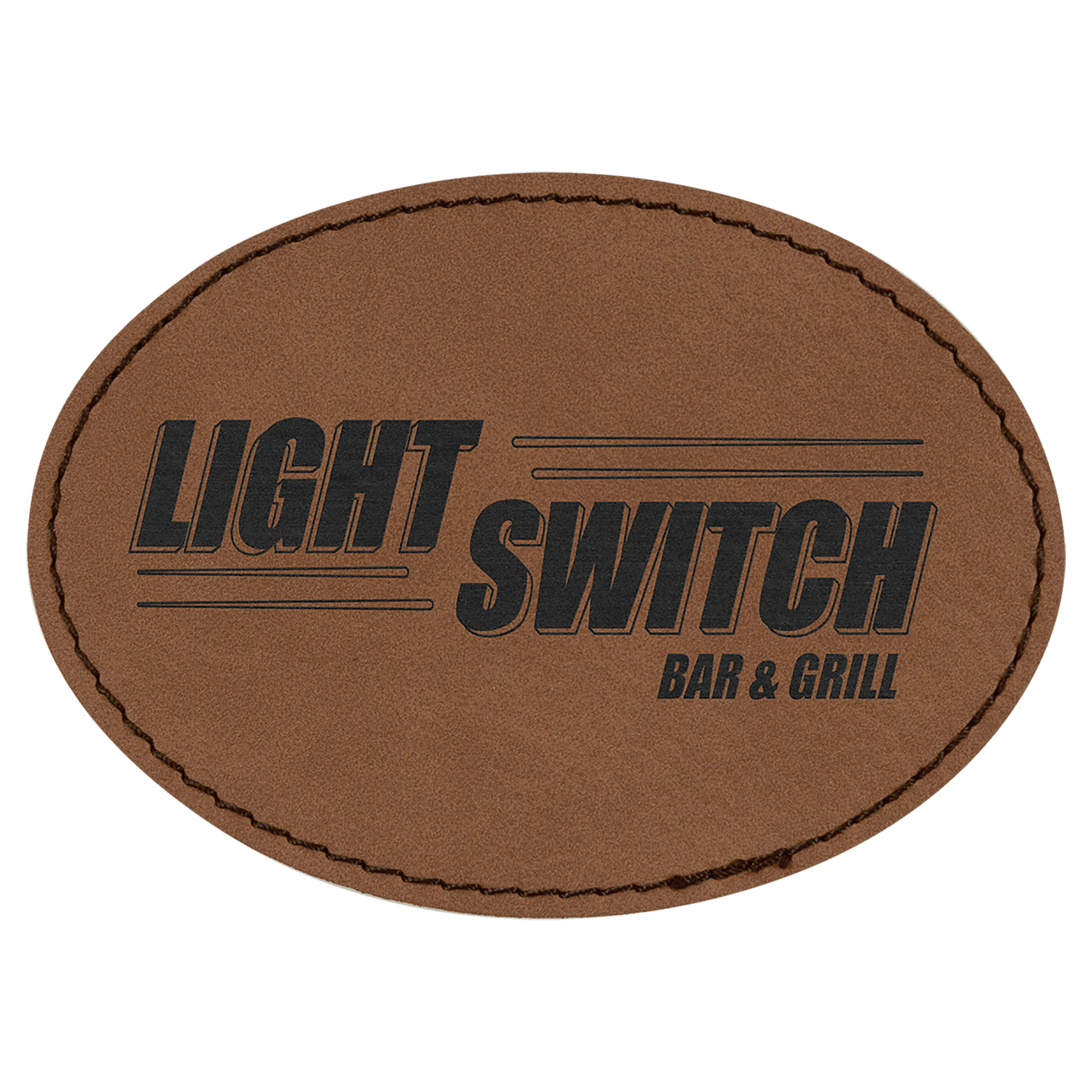 Dark Brown Engravable Leatherette Ova Patch with Kota Pro A dhesive - 3 1/2" x 2 1/2"