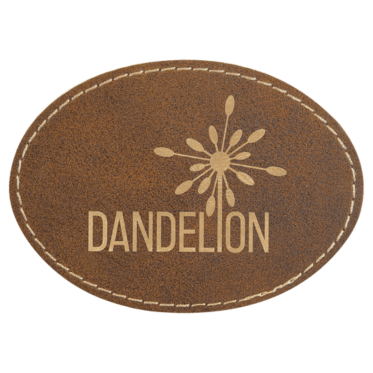 Rustic/Gold Engravable Leatherette Oval Patch with Kota Pro Adhesive - 3 1/2" x 2 1/2"