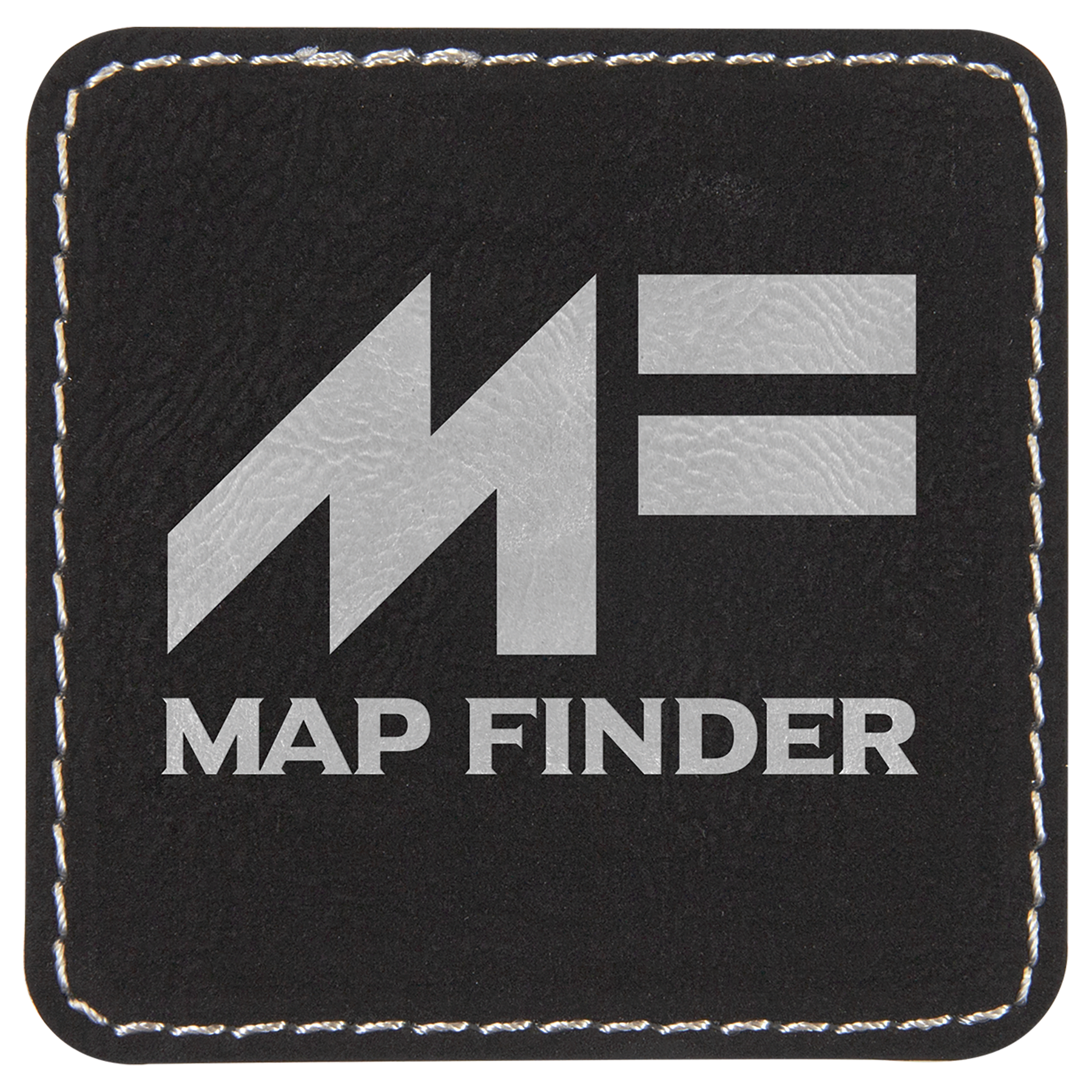 Square Black/Silver Engravable Leatherette Patch with Adhesive - 2 1/2" x 2 1/2"