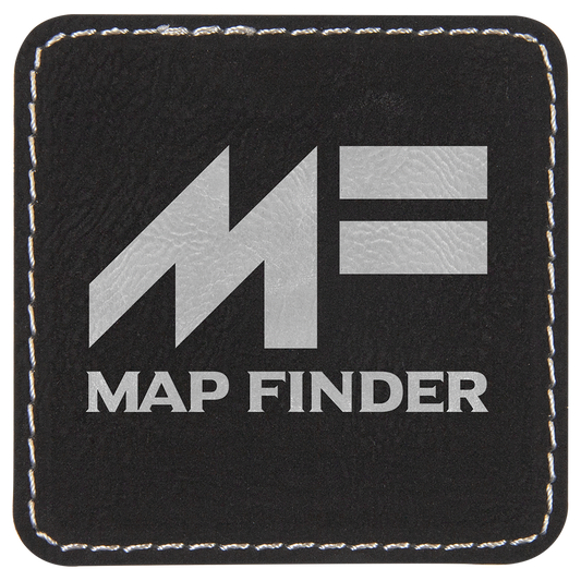 Square Black/Silver Engravable Leatherette Patch with Adhesive - 2 1/2" x 2 1/2"