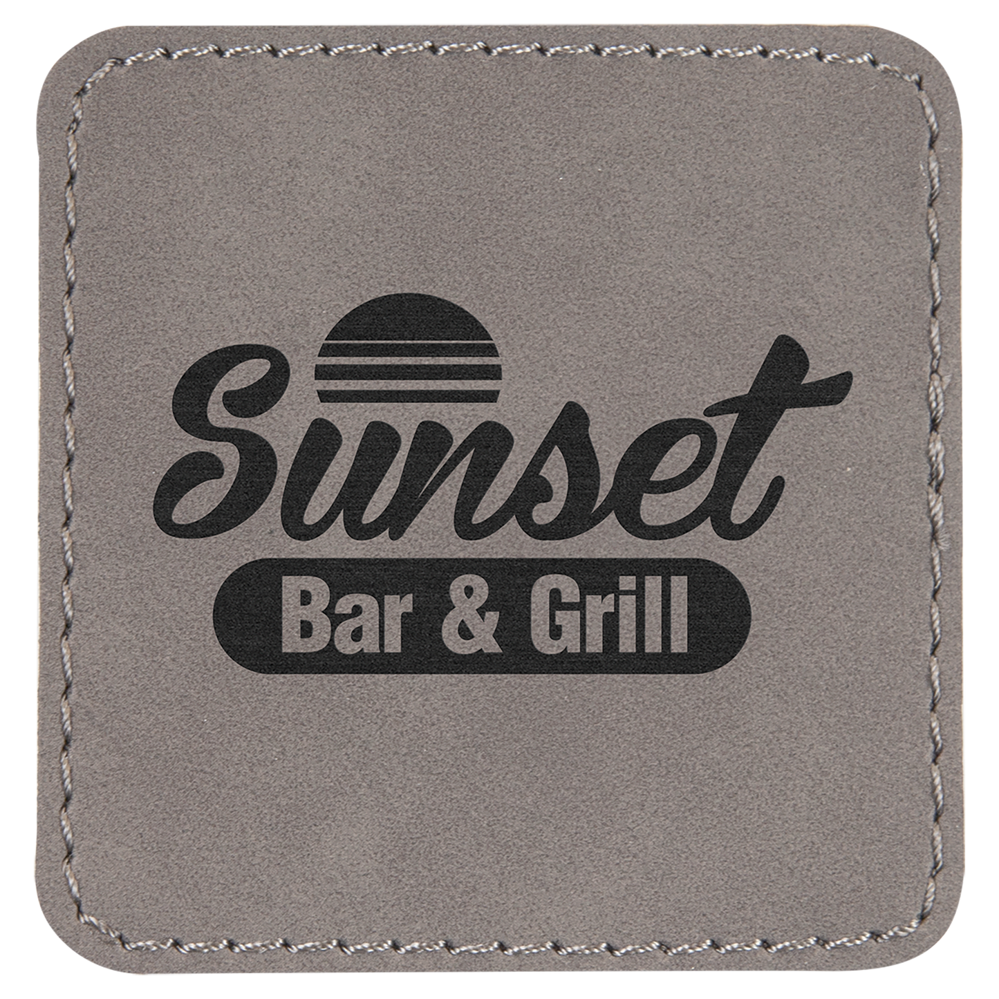 Square Gray Engravable Leatherette Patch with Adhesive - 2 1/2" x 2 1/2"