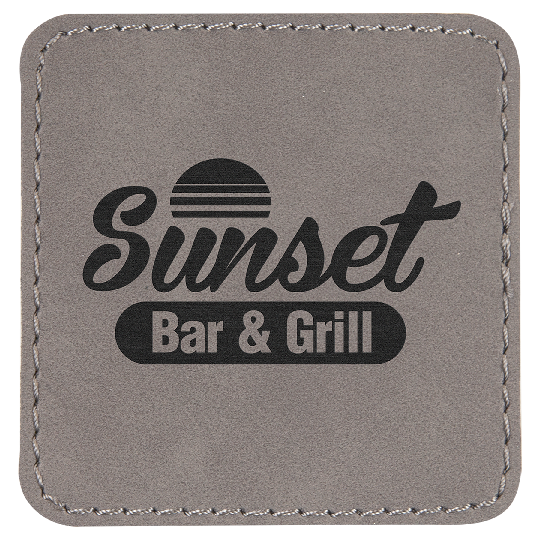 Square Gray Engravable Leatherette Patch with Adhesive - 2 1/2" x 2 1/2"