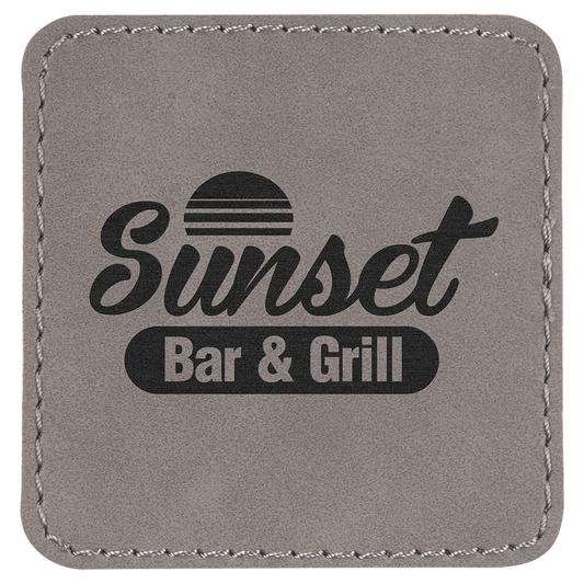 Square Gray Engravable Leatherette Patch with Adhesive - 2 1/2" x 2 1/2"