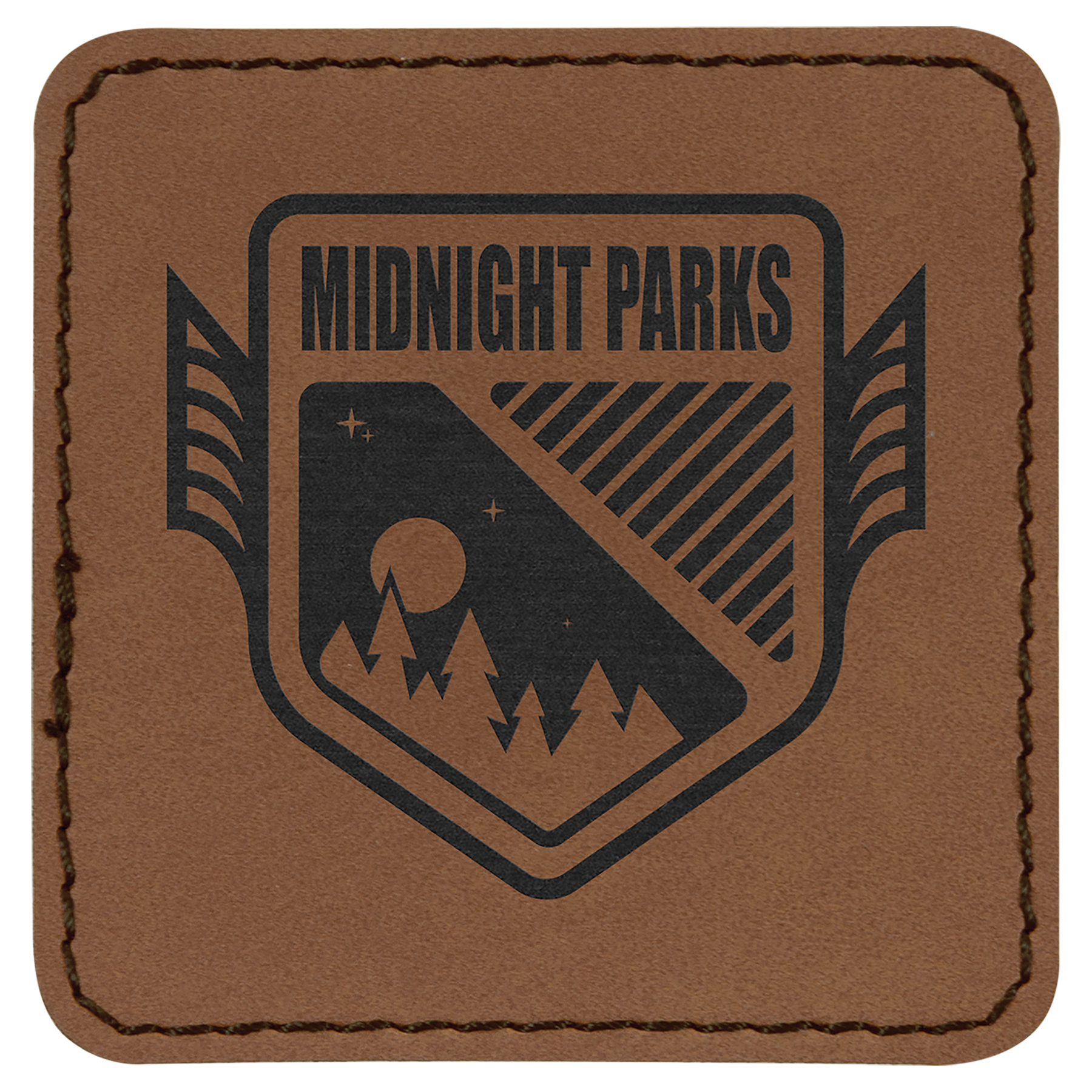 Dark Brown Engravable Leatherette Patch with Adhesive - 2 1/2" x 2 1/2"