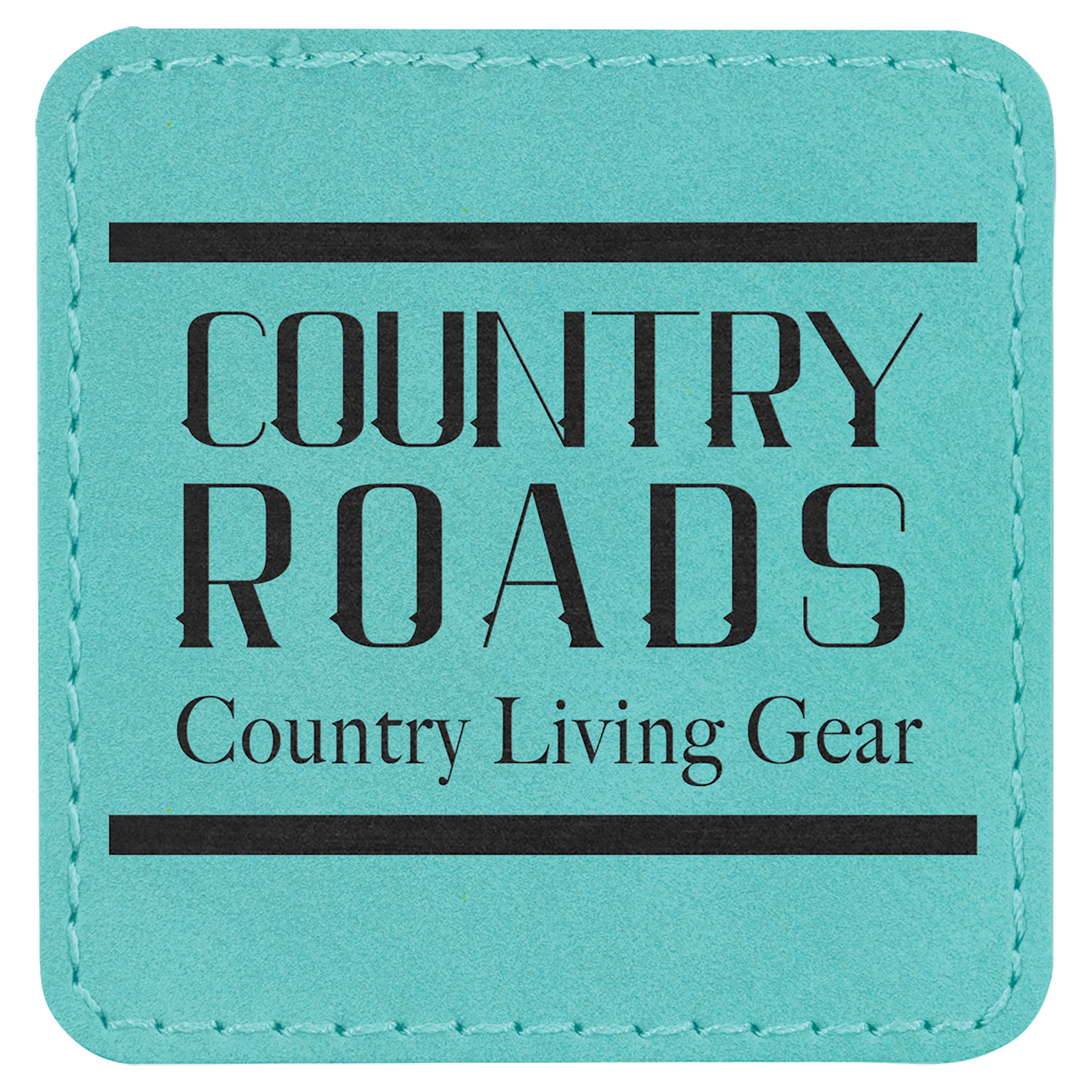 Teal Engravable Leatherette Patch with Adhesive - 2 1/2" x 2 1/2"